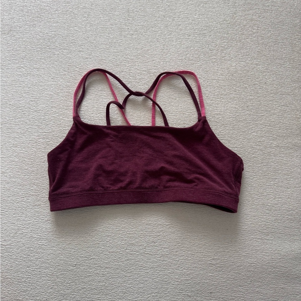 GapFit Breathe Strappy Low Impact Sports Bra S Maroon Pink